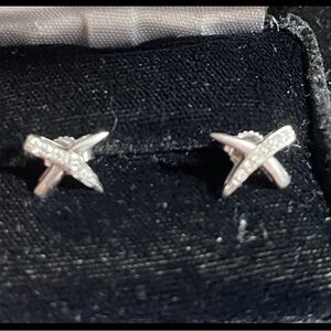 Fortunoff 14k white gold solid diamond stud earrings